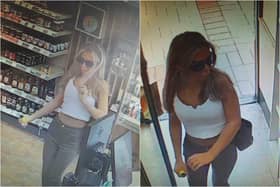 Officers want to speak to this woman in connection with a theft at a Holland & Barrett store in Accrington (Credit: Lancashire Police)