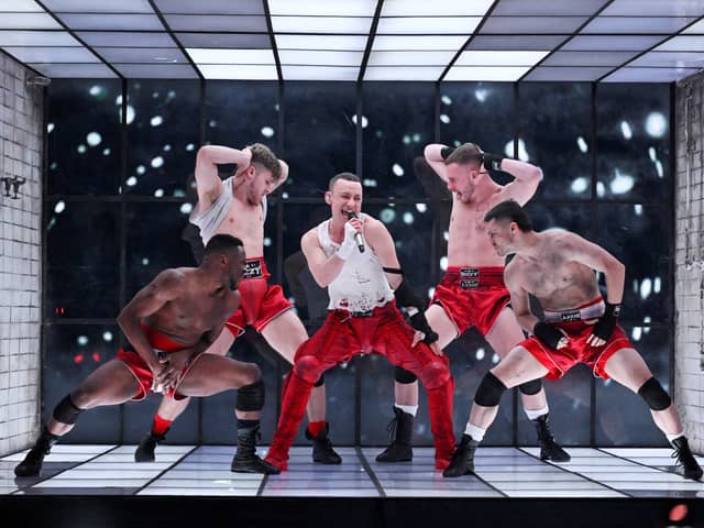 Olly Alexander representing Great Britain with the entry 'Dizzy' performs during a rehearsal for the first semi-final of the 68th edition of the Eurovision Song Contest. Credit: TT News Agency/AFP via Getty Ima