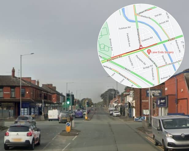 Blackpool Road was closed following a collision at the junction with Woodplumpton Road (Credit: Google/ AA)