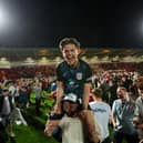 Lewis Leigh of Crewe Alexandra celebrates victory 