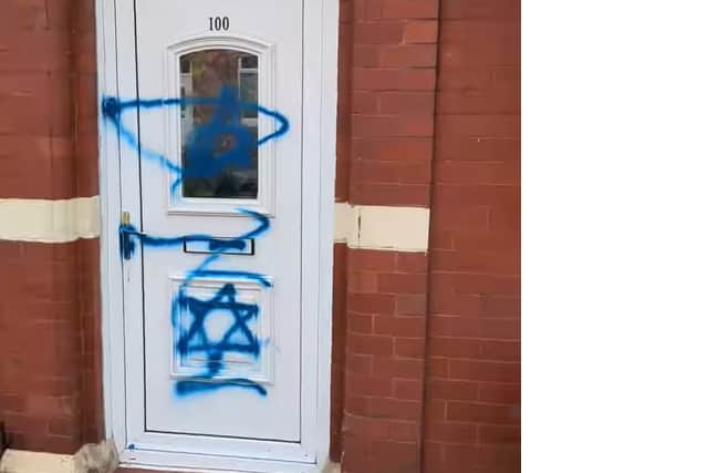 The vandalism appears to be a reference to the Hamas attack on Israel on October 7 last year, which led to the ongoing conflict in Gaza