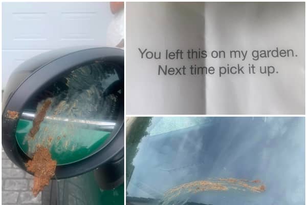 The dog owner, from Penwortham, found her car smeared with poo and a note on her windscreen saying "Next time pick it up"