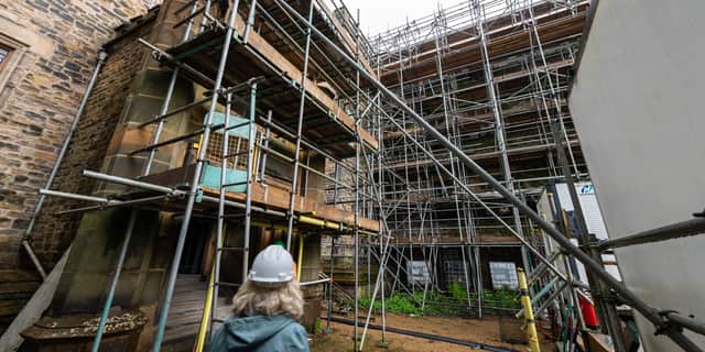Work to restore the outside of Towneley Hall. (Photo: Kelvin Lister-Stuttard)