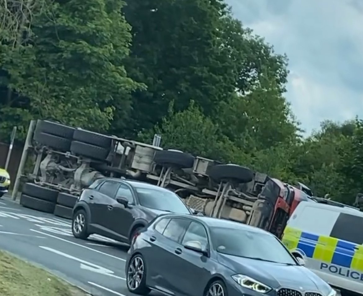 Chorley Racking Collapse Police on scene as lorry overturned on the Chorley A6 Hartwood Hall ...