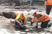 Construction workers at the Youth Zone site