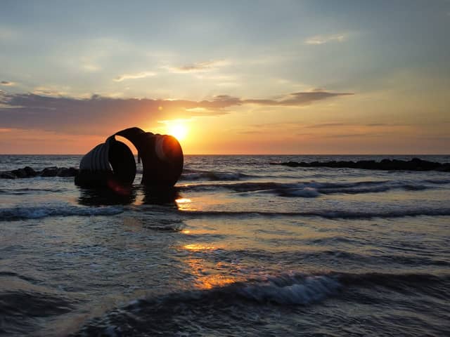 Sunset timelapse at Mary's Shell on Cleveleys beach, Lancashire