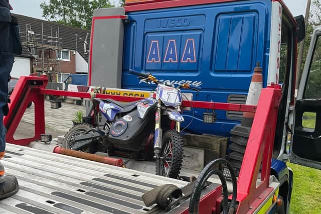 This bike, driven by a 10-year-old, was seized.