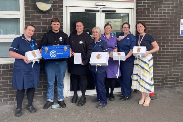Sarah Bernasconi-Parsons and her son Oliver with staff at Royal Preston Hospital’s Emergency Department.