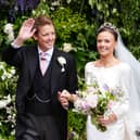 Olivia Henson and Hugh Grosvenor, the Duke of Westminster leave Chester Cathedral after their wedding. Credit: Peter Byrne/PA Wire