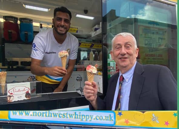 Sir Lindsay Hoyle recently met up with award-winning ice-cream mobiler Raheim Iqbal from Chorley who runs Martin's Whippy. 