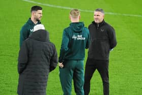 Preston North End manager Ryan Lowe and players