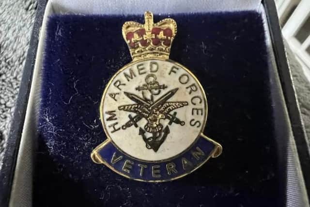 The enamelled rounded pin badge measures roughly 25mm x 15mm (Credit: Claire Oliver)