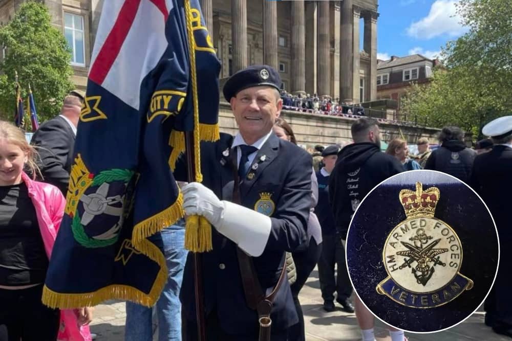 Peter Foster, 62, lost his veterans badge during the D-Day procession in Preston (Credit: Claire Oliver)
