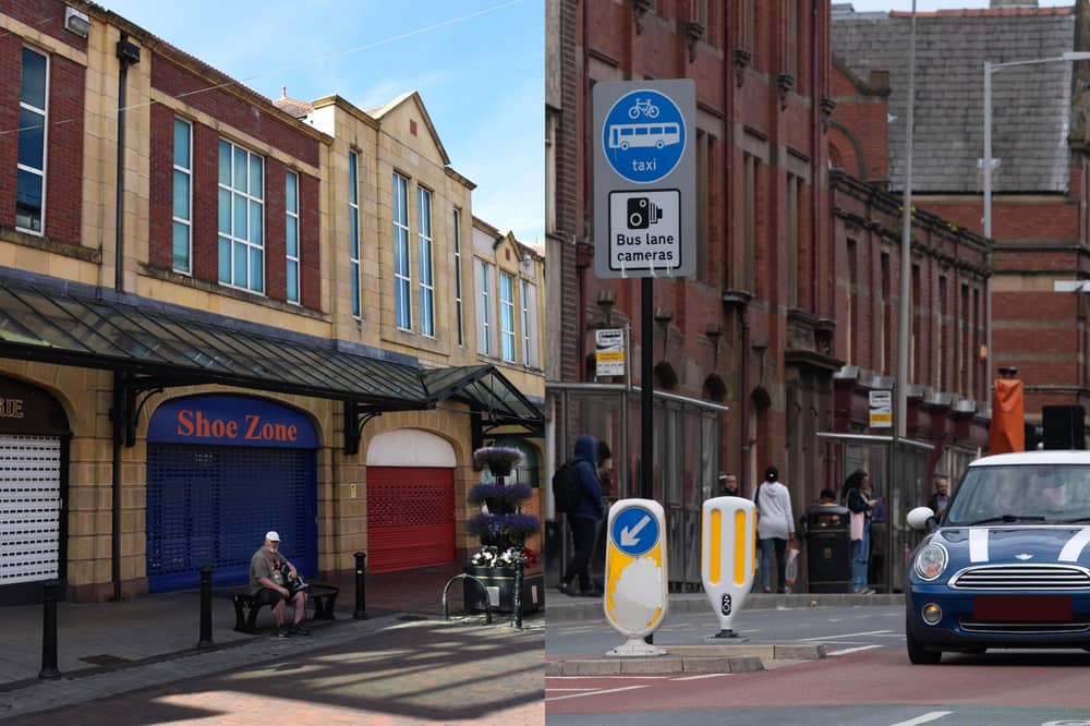 Empty shops on Friargate and the Corporation Street bus gate