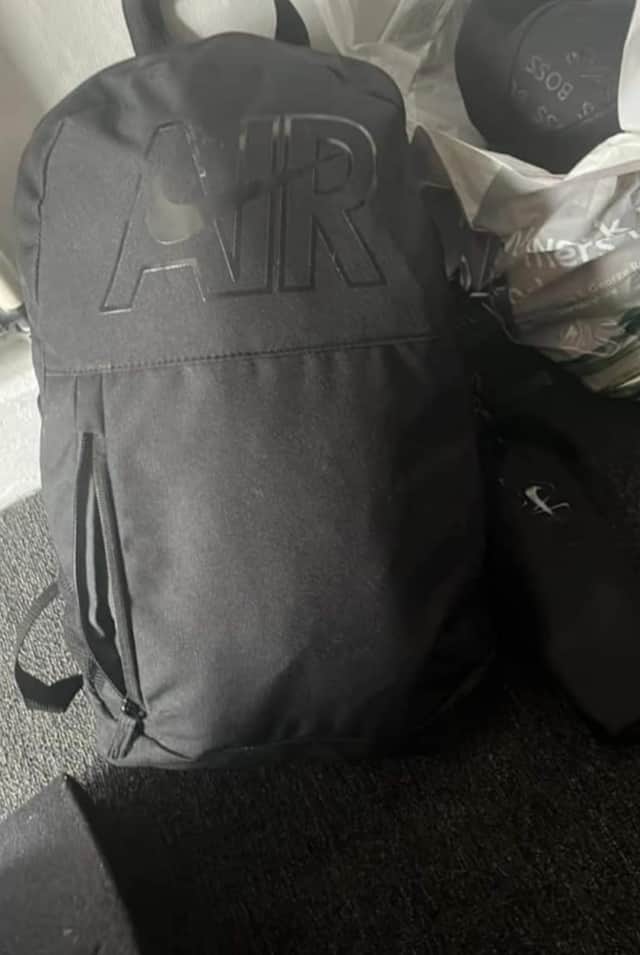 The pendant was inside a black Nike Air bag
