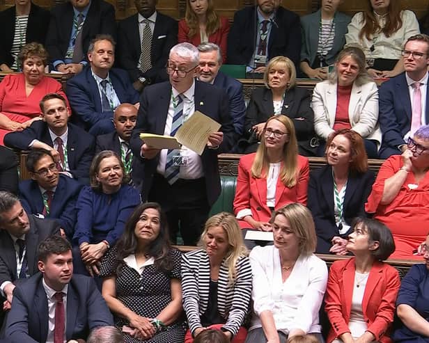 Sir Lindsay Hoyle speaks to MPs as he accepts the role of Speaker, who is responsible for the Commons debates at the Palace of Westminster, London