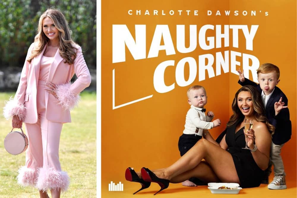 Charlotte Dawson has started a new podcast called 'Naughty Corner' which tells "outrageous tales of parenting fails". Credit: Getty and @charlottedawsy on Instagram