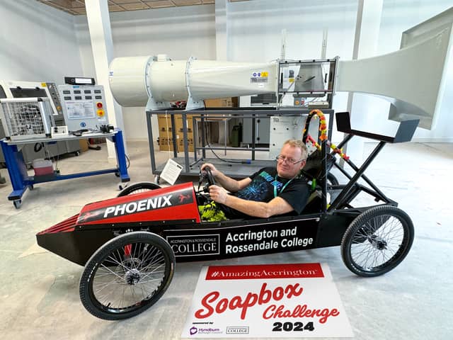 Dr John Barker from Accrington and Rossendale College in their entry for the 2024 Soapbox Challenge/