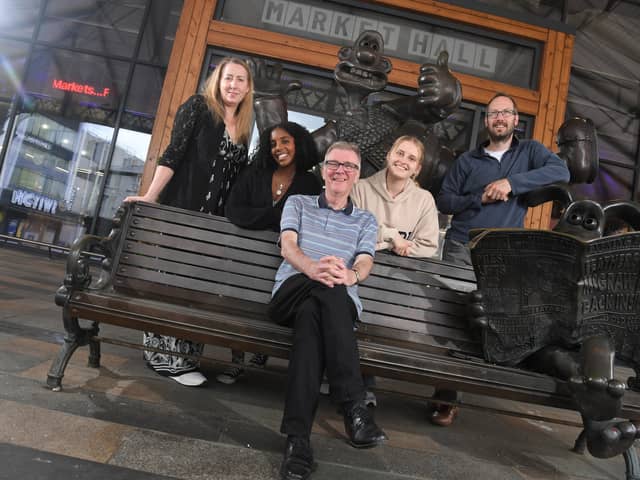 L-R Nicola Adam, Sasha Wiltshire, John Gillmore, Ellie Browning, Ed Walker, pictured at Preston Market Hall