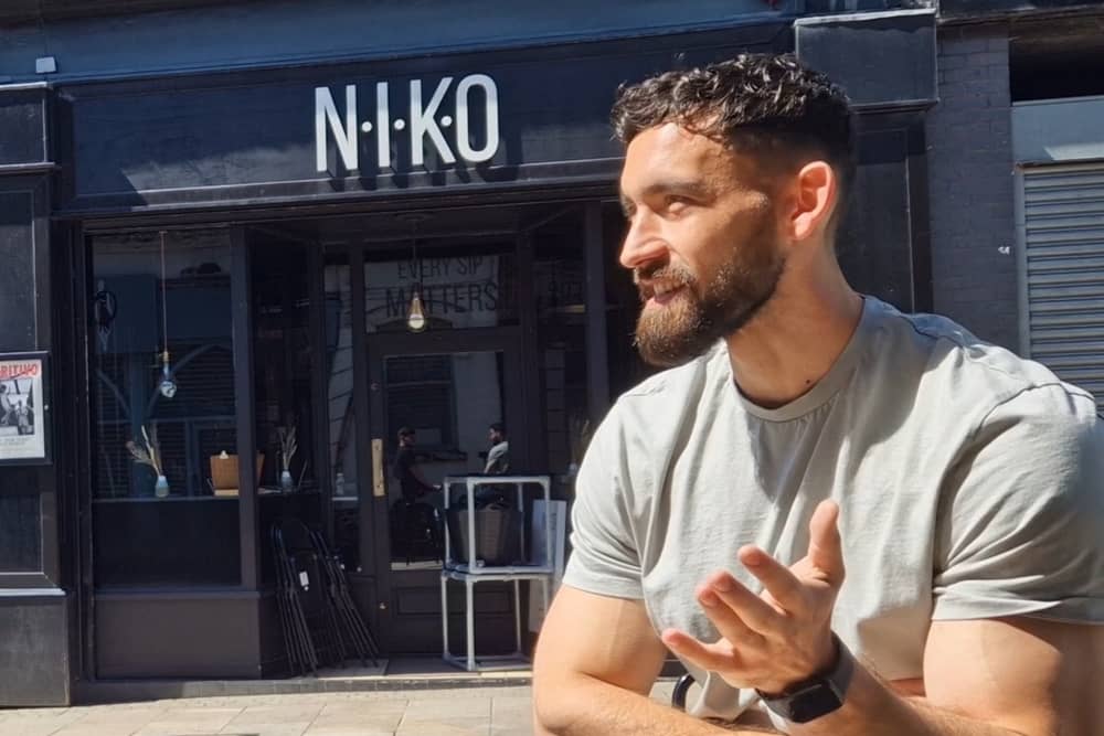 Nikola pictured outside his bar, NIKO on Guildhall Street.