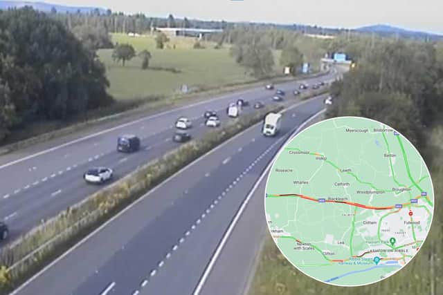 Heavy traffic was building the M55 due to a vehicle fire (Credit: National Highways/ AA)