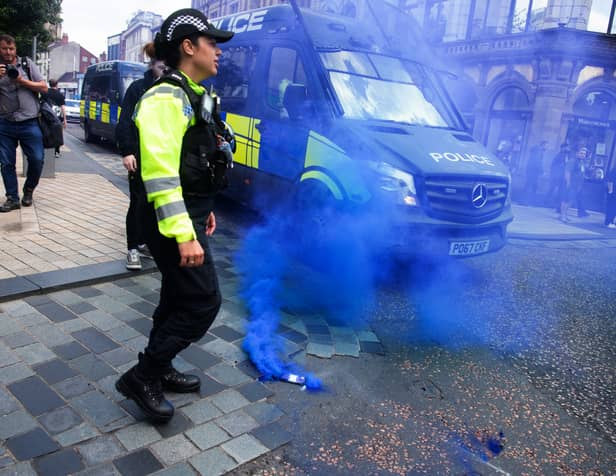 Protesters gathered on the Flag Market in Preston after the Southport murders