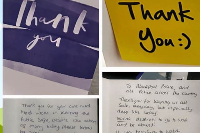 Lancashire Police have thanked members of the public for sending them gifts and messages of support as they continue standing strong and fighting against the many riots and being attacked.