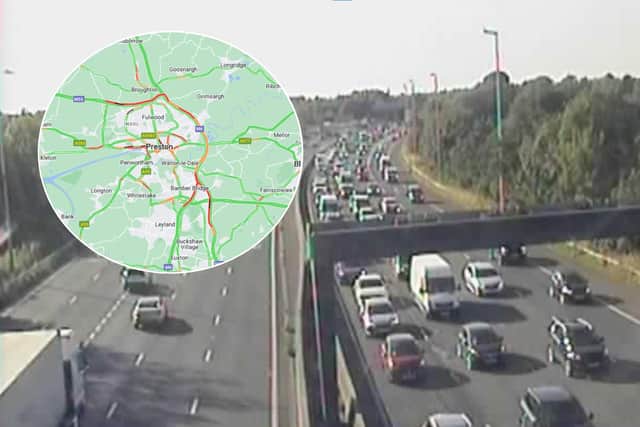 Heavy traffic was building on the M6 following a crash near Preston