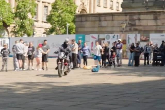 A child was hit by an off-road bike on Preston's Flag Market