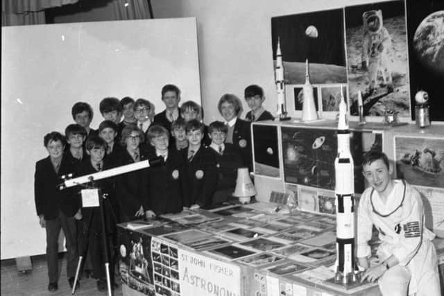 15-year-old Dermot Gethings, right, with his astronomy club at St. John Fisher School, Preston.