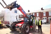 Left to Right – Lancashire County Council Service Manager, David Lovelady, County Councillor Graham Gooch and Daniel Griffiths, Development Director at RWP on the site of the development on Eldon Street in Preston.
