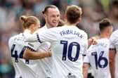 Preston North End's Will Keane celebrates scoring the opening goal