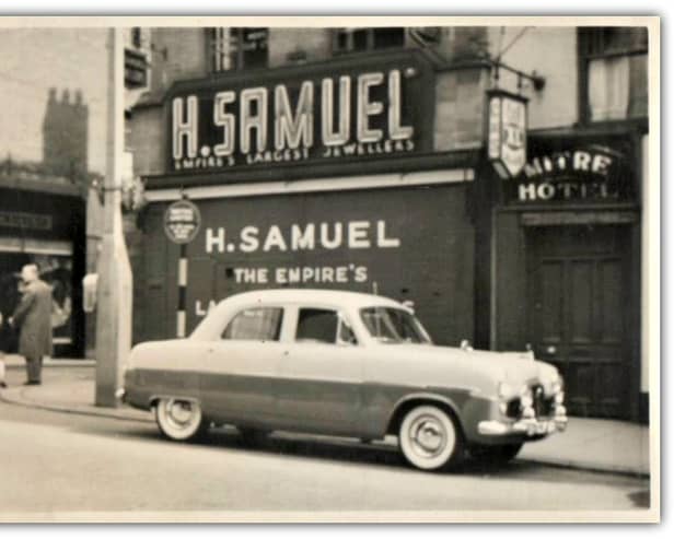 Preston Digital Archive 
H. Samuel, Jewellers, Fishergate, Preston c.1955 
Also seen is the entrance to the Mitre Hotel at right.