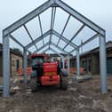 The steel structure starts to take shape at the heart of Haslingden Market.