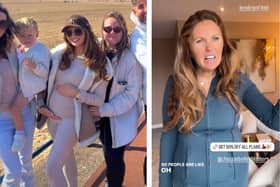 L: Charlotte Dawson shows off her baby bump on a trip out in Lytham St Annes. R: Charlotte speaks out after receiving some nasty messages. Credit: @charlottedawsy on Instagram