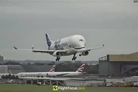 Airbus Beluga lands at Heathrow Airport on September 9 2024.
