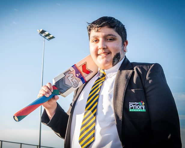 Umar Mahmood, 18, left Penwortham Priory Academy in 2022 and appeared in the BBC One documentary ‘Freddie Flintoff’s Field of Dreams’. Credit: Penwortham Priory Academy / Andy Ford