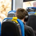 A customer on-board a Northern train.