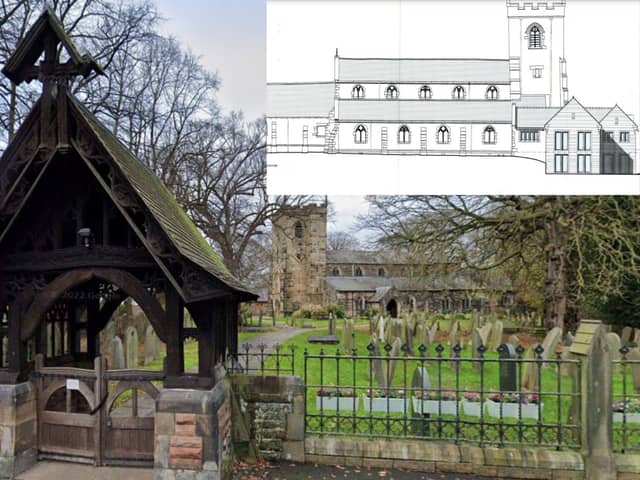 St Mary's C of E Church and inset, the proposed extension to the north elevation