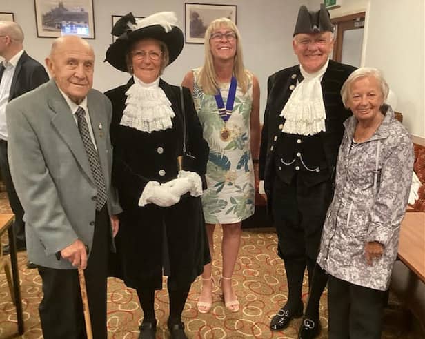 Lancashire High Sheriff  Helen Bingley OBE and Under Sheriff David Cam, with the clubs president, Tessa Corrigan, the club’s oldest member James  Jackson  and Shirley, a friend