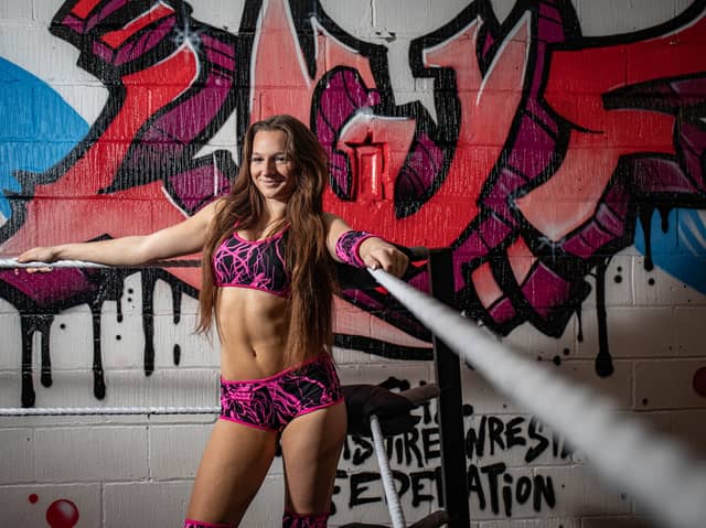 Maddy Ashford at a training session at The Lancashire Wrestling Federation in Chorley.