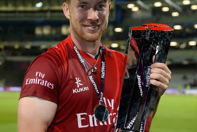 Steven Croft celebrates winning the T20 Blast Final (Photo by Gareth Copley/Getty Images)