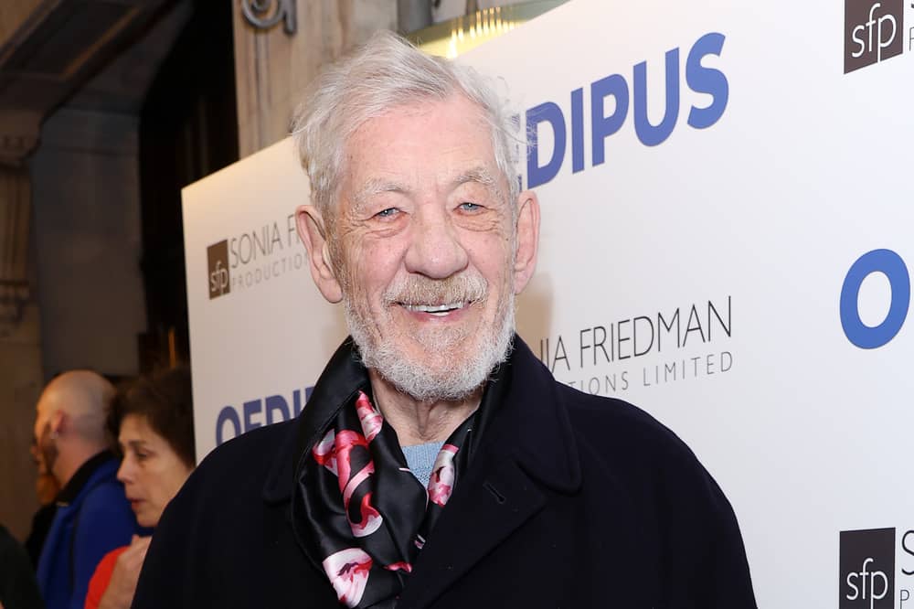 Sir Ian McKellen - pictured just yesterday at a West End theatre- went out partying on Saturday night. Credit: Getty 