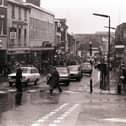 A busy traffic laden Friargate. Note the Boars Head Pub on the left
