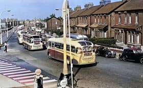 Congestion on Blackpool Road, in Preston, in the 1960s in the days before the M55 was built