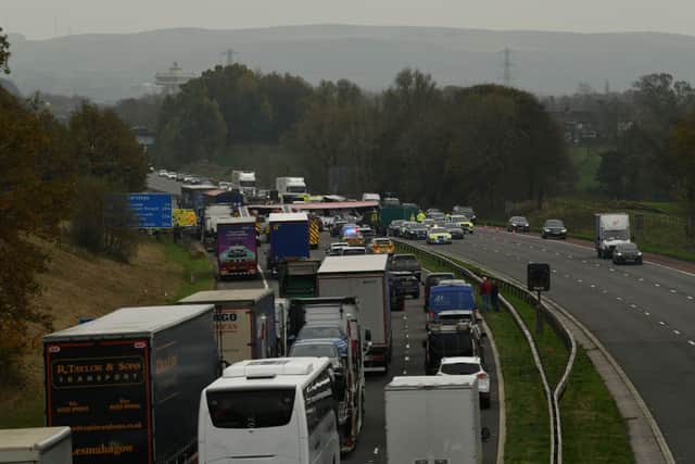 The motorway was closed in both directions while emergency services worked at the scene