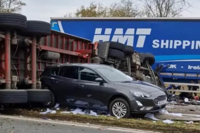 A lorry driver in his 50s died at the scene and two other people, the driver of a Ford Transit, a man in his 40s, and the driver of a Suzuki Swift, a woman in her 40s, suffered serious injuries and remain in hospital. A further three people suffered more minor injuries.