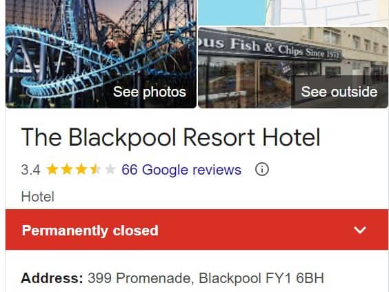 The Blackpool Resort Hotel has permanently closed. 