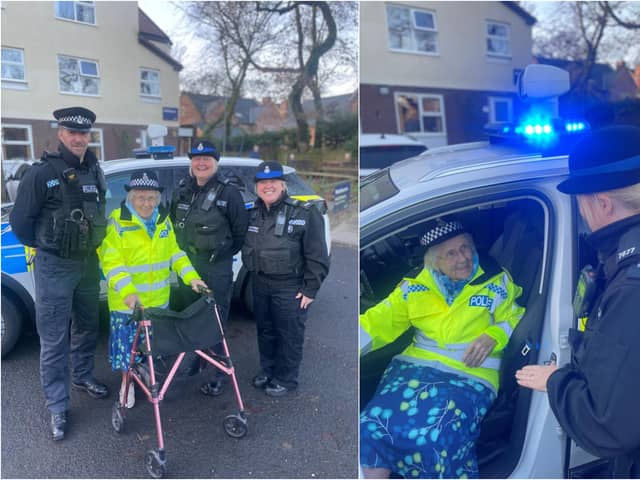 Faith Whitaker, 93, has always dreamt of riding in a patrol car 