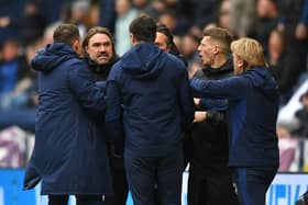 Leeds United's Manager Daniel Farke has an argument on the sidelines